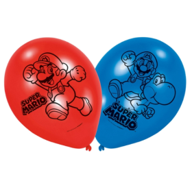 Globos Látex 23 Cm Super Mario De Fiesta Y Cumpleaños