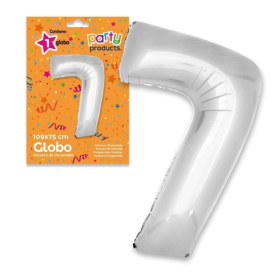 Globo Nº 7 Poliamida Color Plata De Fiesta Y Cumpleaños