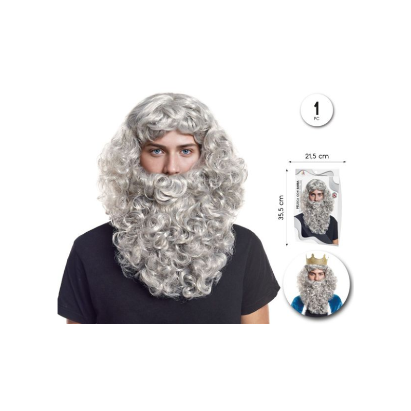 Peluca Con Barba Gris